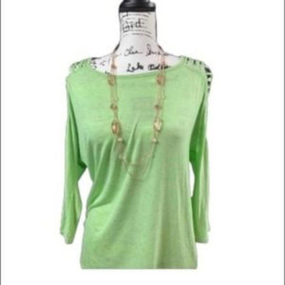 Naked Zebra Ripped Style Vibrant Green Top Size Small